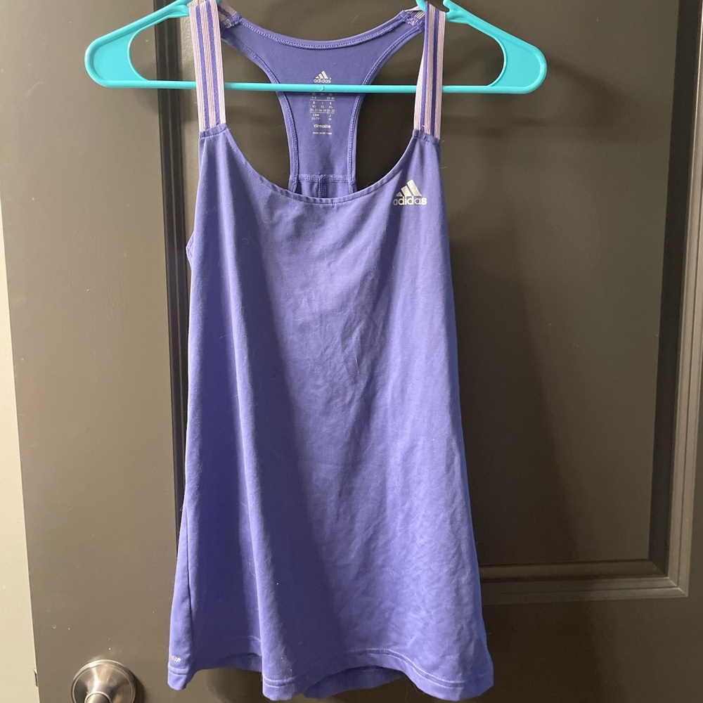 Adidas purple racerback athletic work out tank top